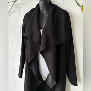 Revamped Black Duster with Dramatic Shawl Collar Small